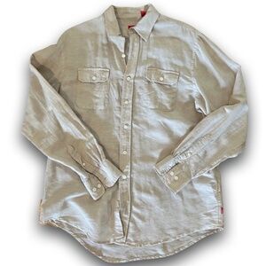 IZOD Island Linen Blend Button Down Shirt • M